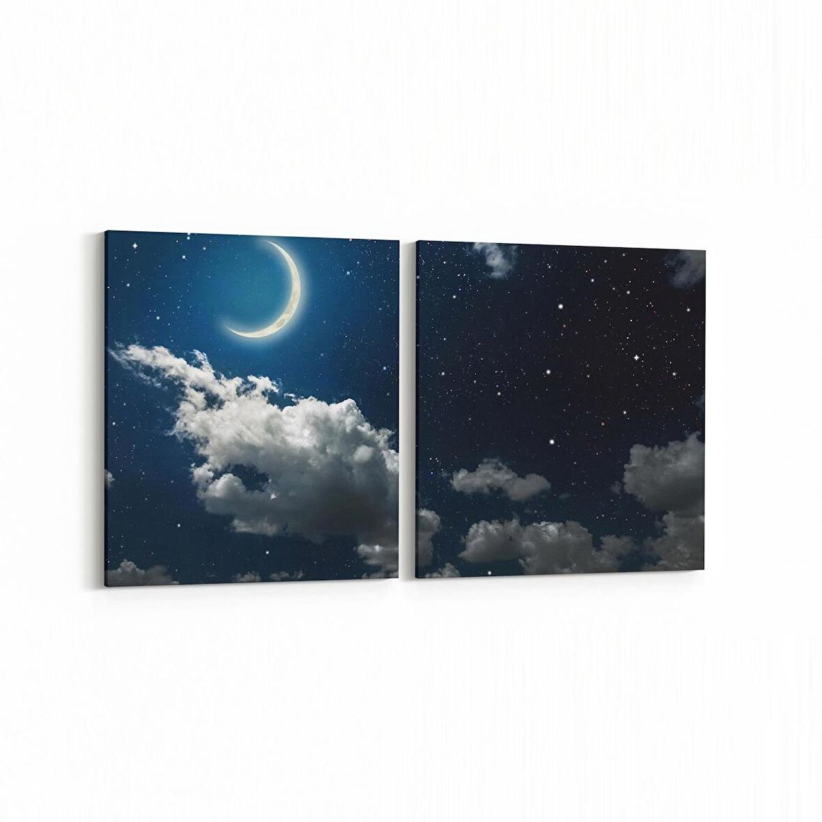 Olla 14727K2Y Gece Gökyüzü Görseli Kare 2'li Yatay Kanvas Tablo (Ölçü: 125X60)