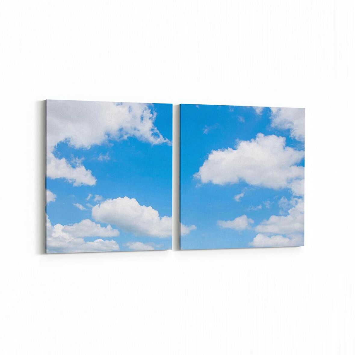 Olla 15513K2Y Gökyüzü Bulut Görseli Kare 2'li Yatay Kanvas Tablo (Ölçü: 125X60)