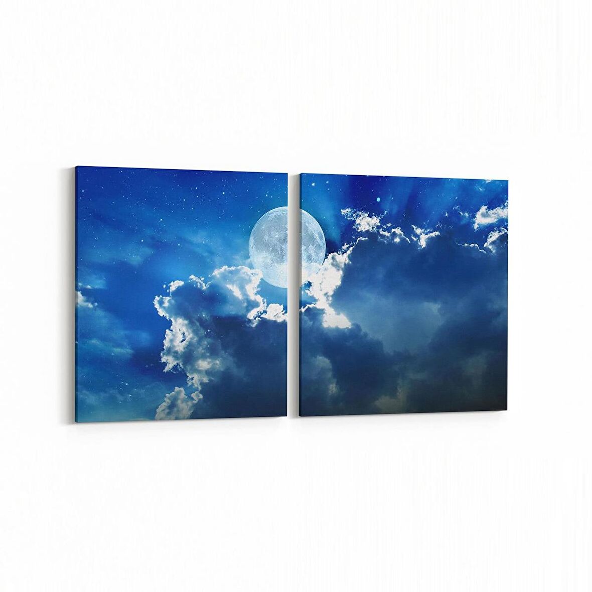 Olla 14737K2Y Gece Gökyüzü Görseli Kare 2'li Yatay Kanvas Tablo (Ölçü: 125X60)