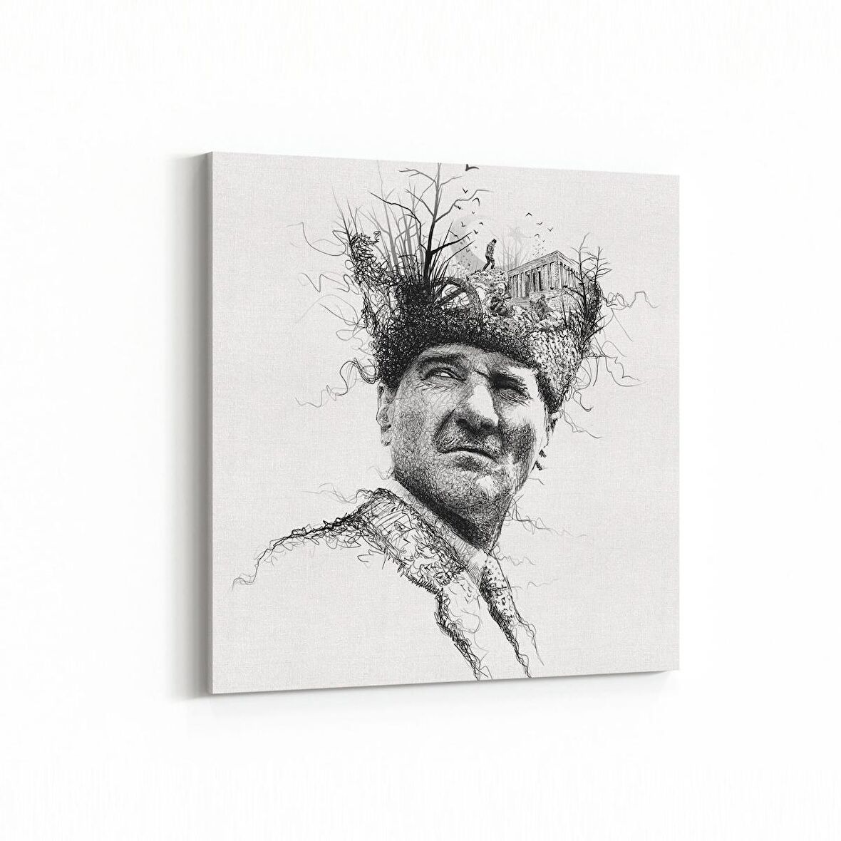 Olla 12405K Mustafa Kemal Atatürk Kare Kanvas Tablo (Ölçü: 100X100)