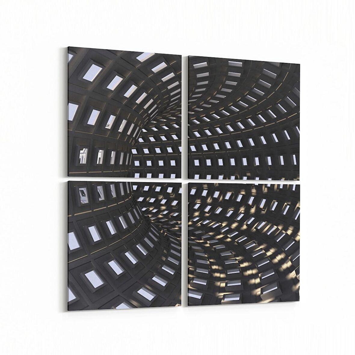 Olla 10261K4 Abstract Girdap Görsel Kare 4'lü Kanvas Tablo (Ölçü: 65X65)