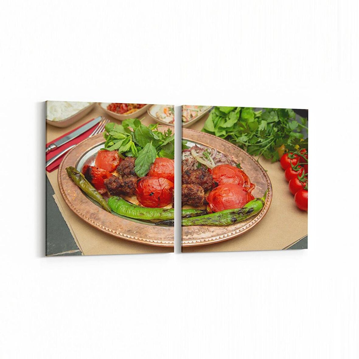 Olla 15090K2Y Gıda Görseli Kare 2'li Yatay Kanvas Tablo (Ölçü: 105X50)