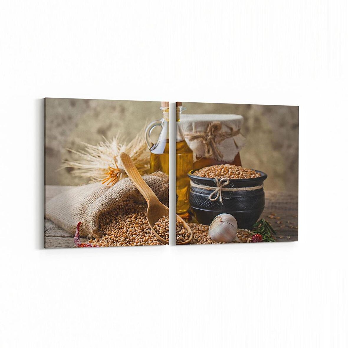 Olla 15119K2Y Gıda Görseli Kare 2'li Yatay Kanvas Tablo (Ölçü: 85X40)