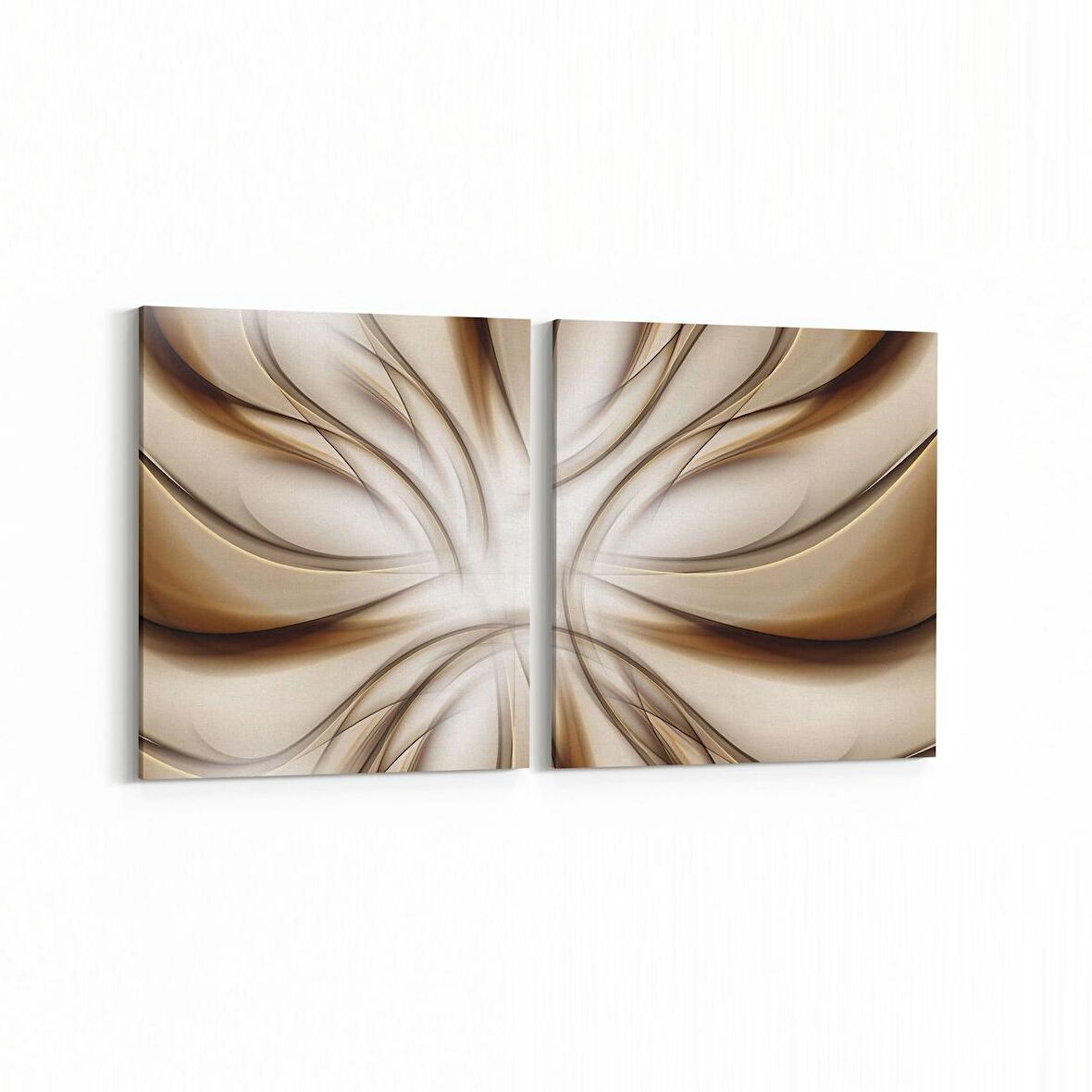 Olla 10162K2Y Abstract Görsel Kare 2'li Yatay Kanvas Tablo (Ölçü: 125X60)