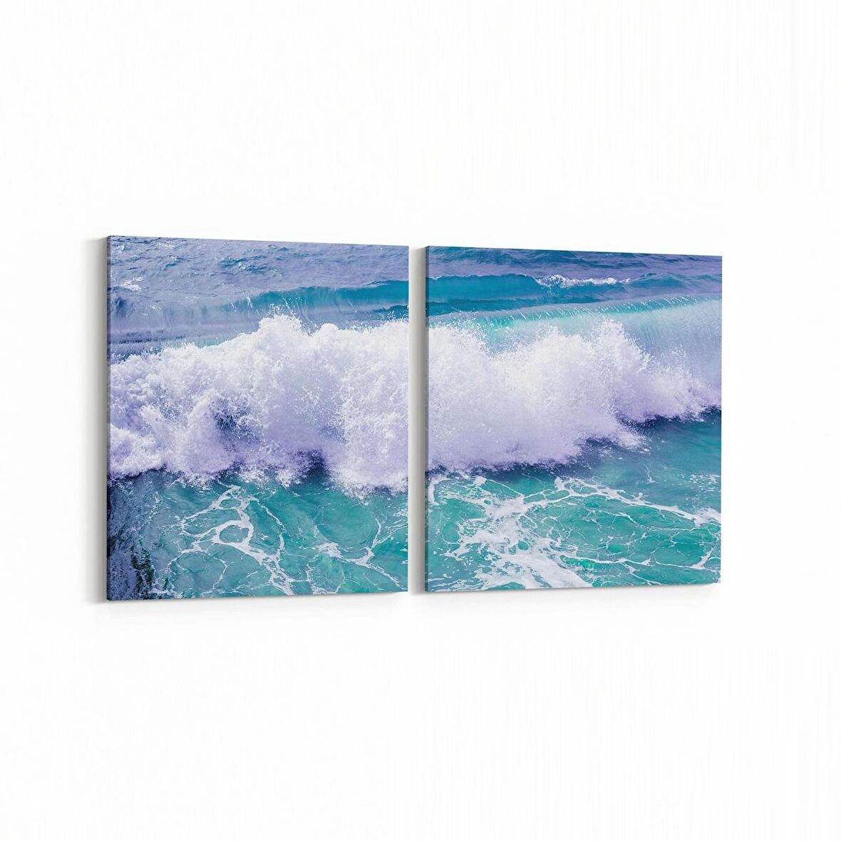 Olla 12952K2Y Deniz / Okyanus Görseli Kare 2'li Yatay Kanvas Tablo (Ölçü: 85X40)