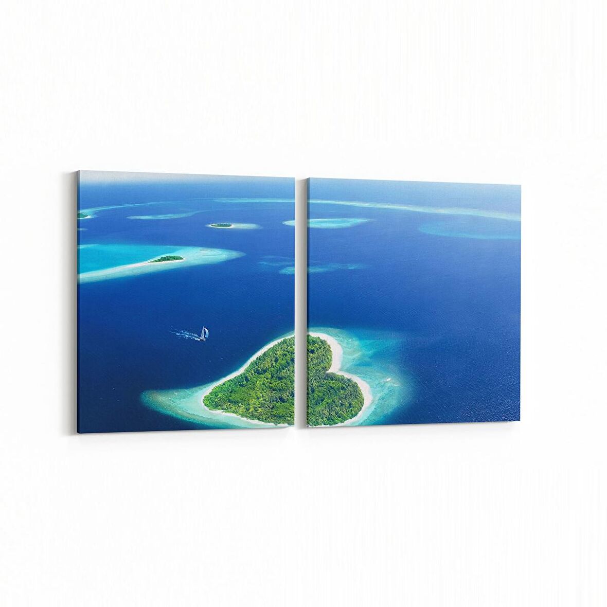 Olla 16396K2Y Kumsal / Sahil Görseli Kare 2'li Yatay Kanvas Tablo (Ölçü: 65X30)