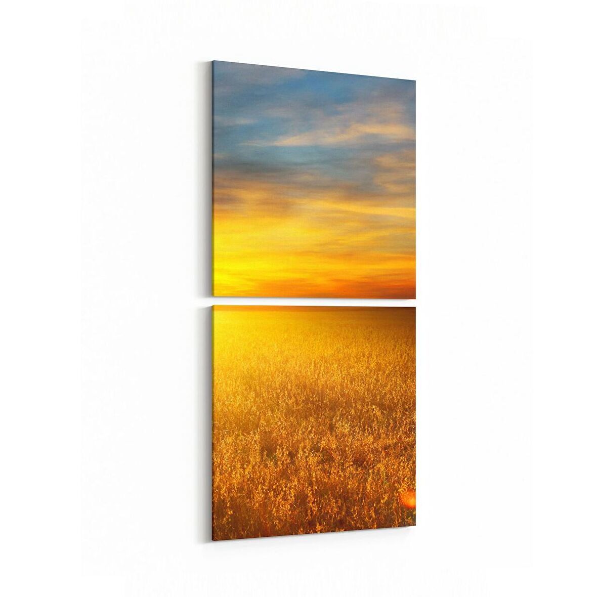 Olla 16033K2D Günbatımı Görseli Kare 2'li Dikey Kanvas Tablo (Ölçü: 30X65)