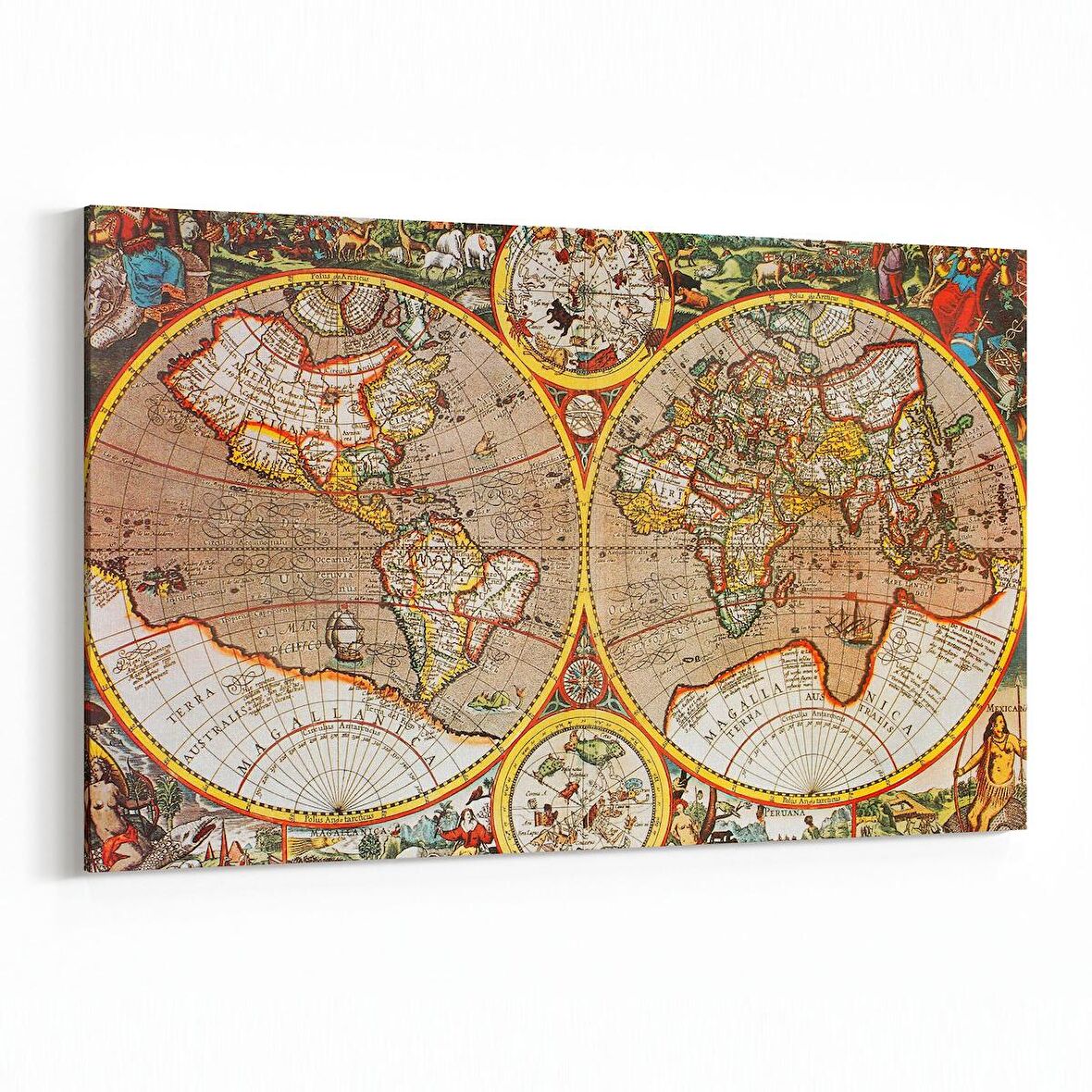 Olla 16186Y Harita Görseli Yatay Kanvas Tablo (Ölçü: 45X30)