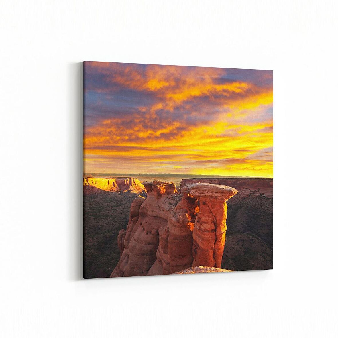 Olla 16134K Günbatımı Görseli Kare Kanvas Tablo (Ölçü: 25X25)