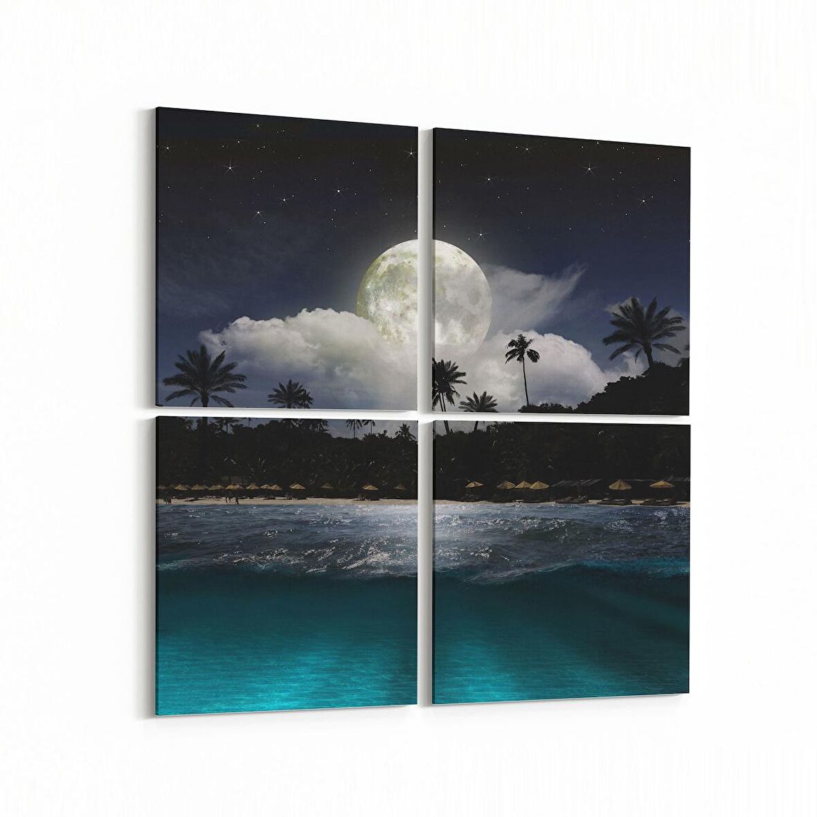 Olla 16446K4 Kumsal / Sahil Görseli Kare 4'lü Kanvas Tablo (Ölçü: 145X145)