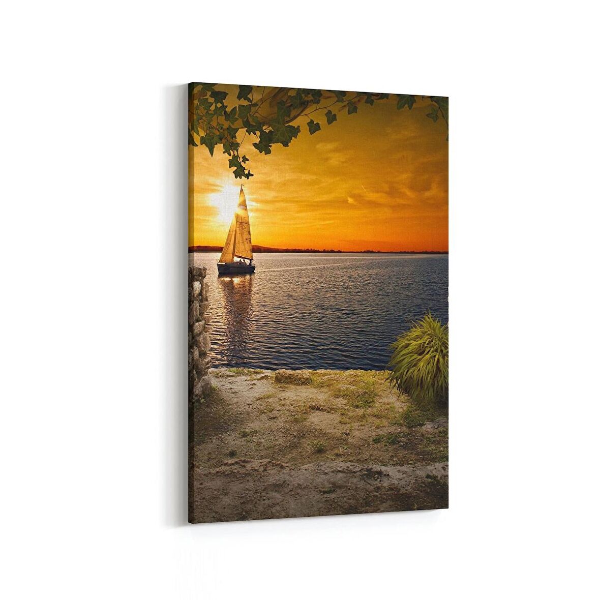 Olla 16091D Günbatımı Görseli Dikey Kanvas Tablo (Ölçü: 60X90)
