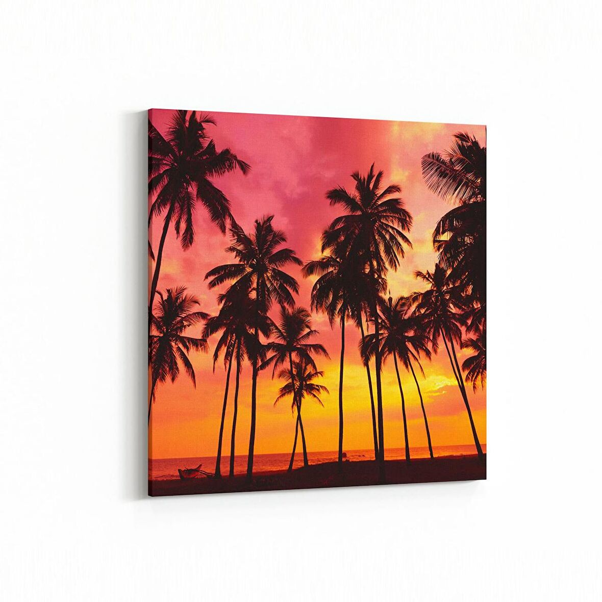 Olla 16037K Günbatımı Görseli Kare Kanvas Tablo (Ölçü: 25X25)