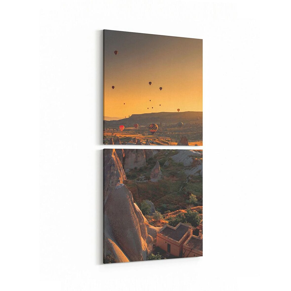 Olla 13948K2D Doğa / Manzara Görseli Kare 2'li Dikey Kanvas Tablo (Ölçü: 30X65)