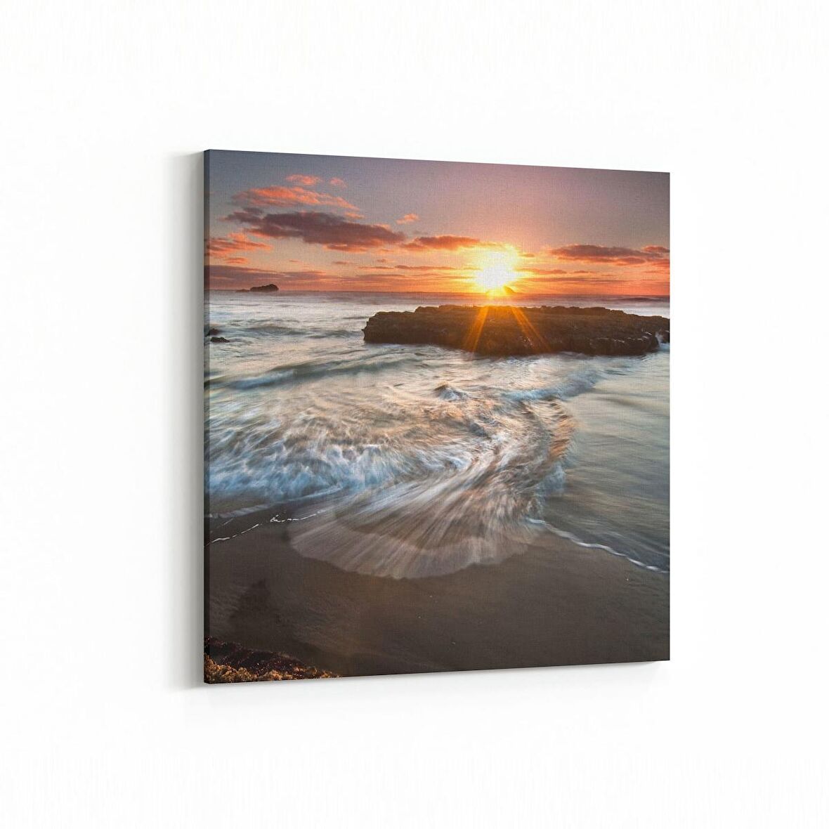 Olla 16043K Günbatımı Görseli Kare Kanvas Tablo (Ölçü: 30X30)