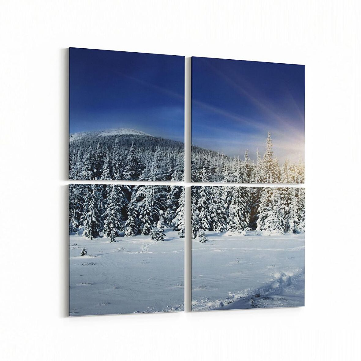 Olla 16127K4 Günbatımı Görseli Kare 4'lü Kanvas Tablo (Ölçü: 125X125)