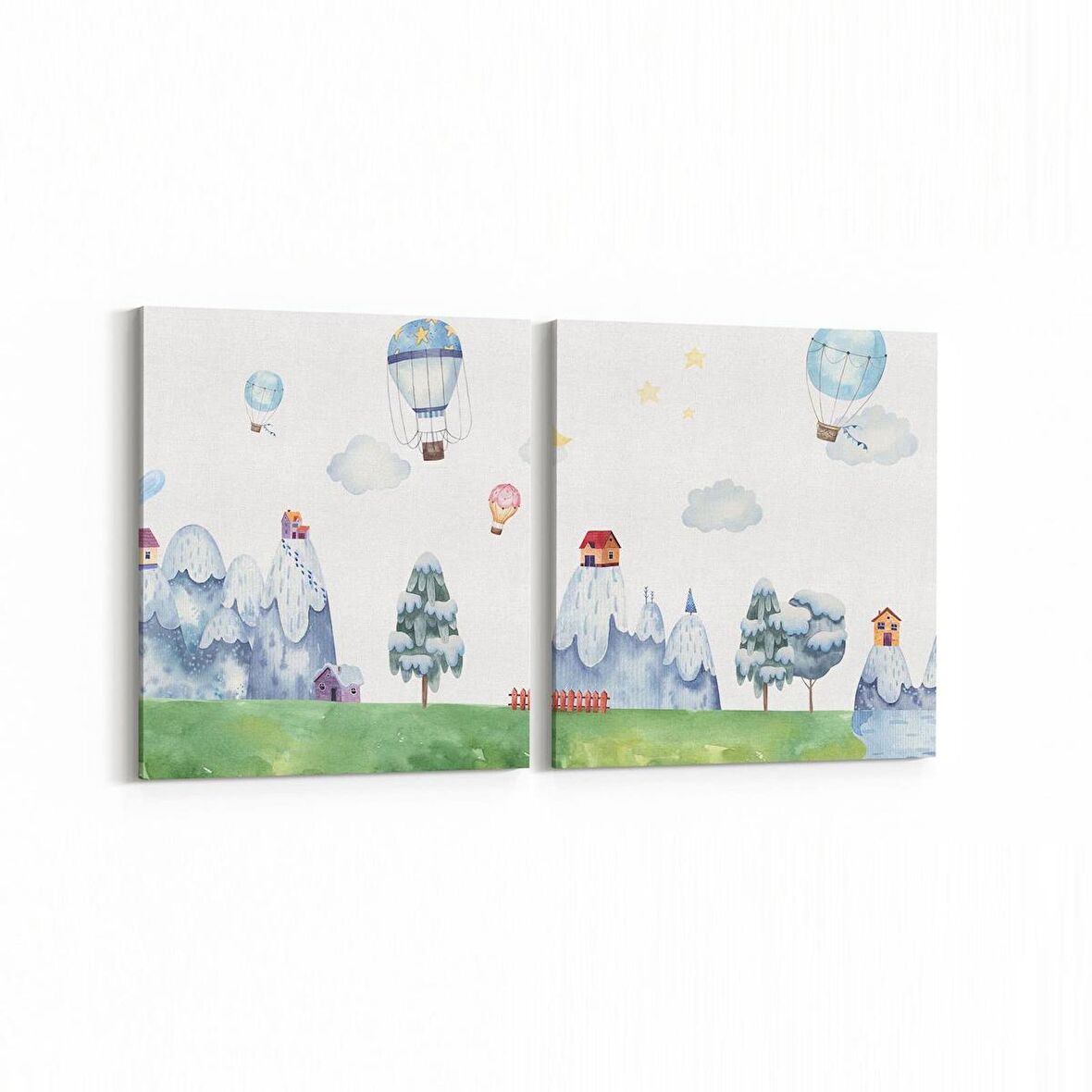 Olla 12750K2Y Çocuk Odası Görseli 2'li Yatay Kanvas Tablo (Ölçü: 145X70)