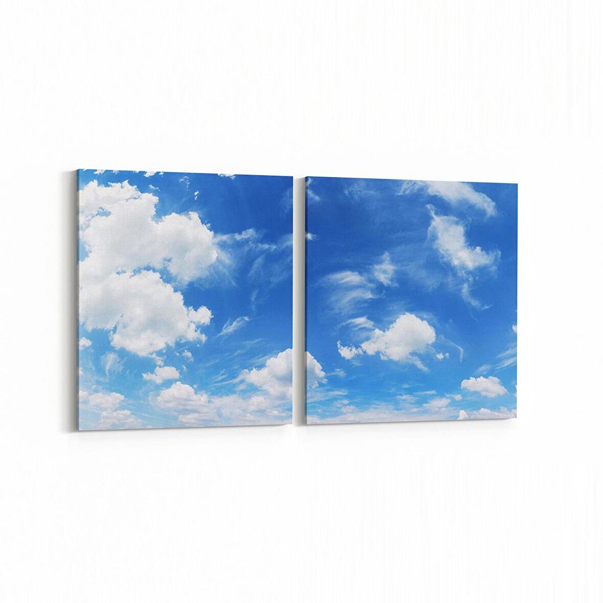 Olla 15646K2Y Gökyüzü Bulut Görseli Kare 2'li Yatay Kanvas Tablo (Ölçü: 145X70)