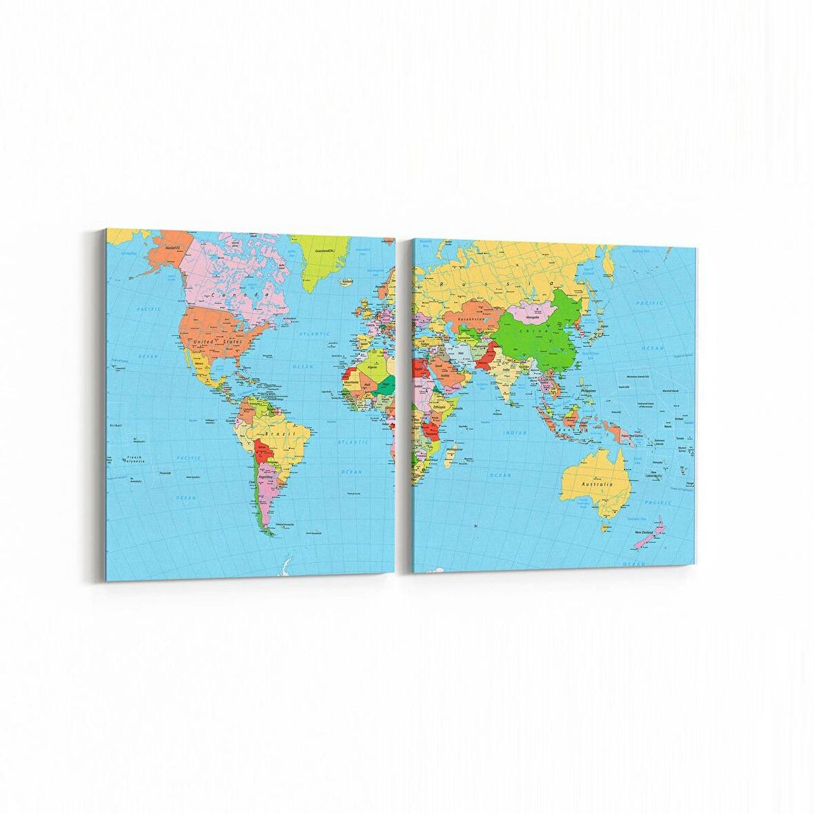 Olla 16211K2Y Harita Görseli Kare 2'li Yatay Kanvas Tablo (Ölçü: 85X40)