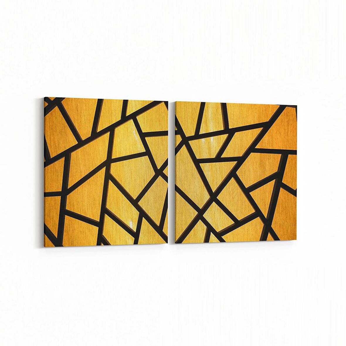 Olla 10315K2Y Abstract Görsel Kare 2'li Yatay Kanvas Tablo (Ölçü: 145X70)