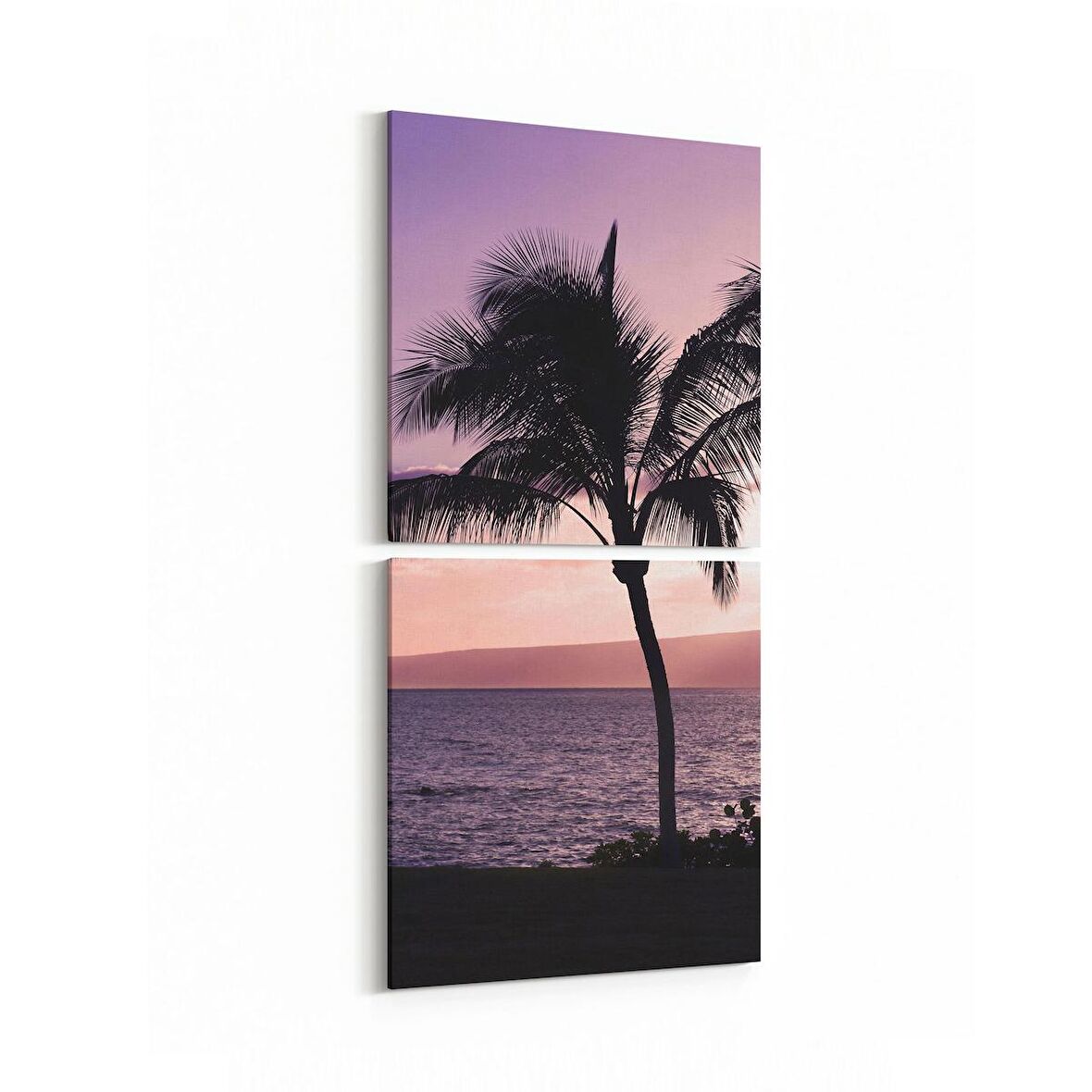 Olla 16014K2D Günbatımı Görseli Kare 2'li Dikey Kanvas Tablo (Ölçü: 30X65)