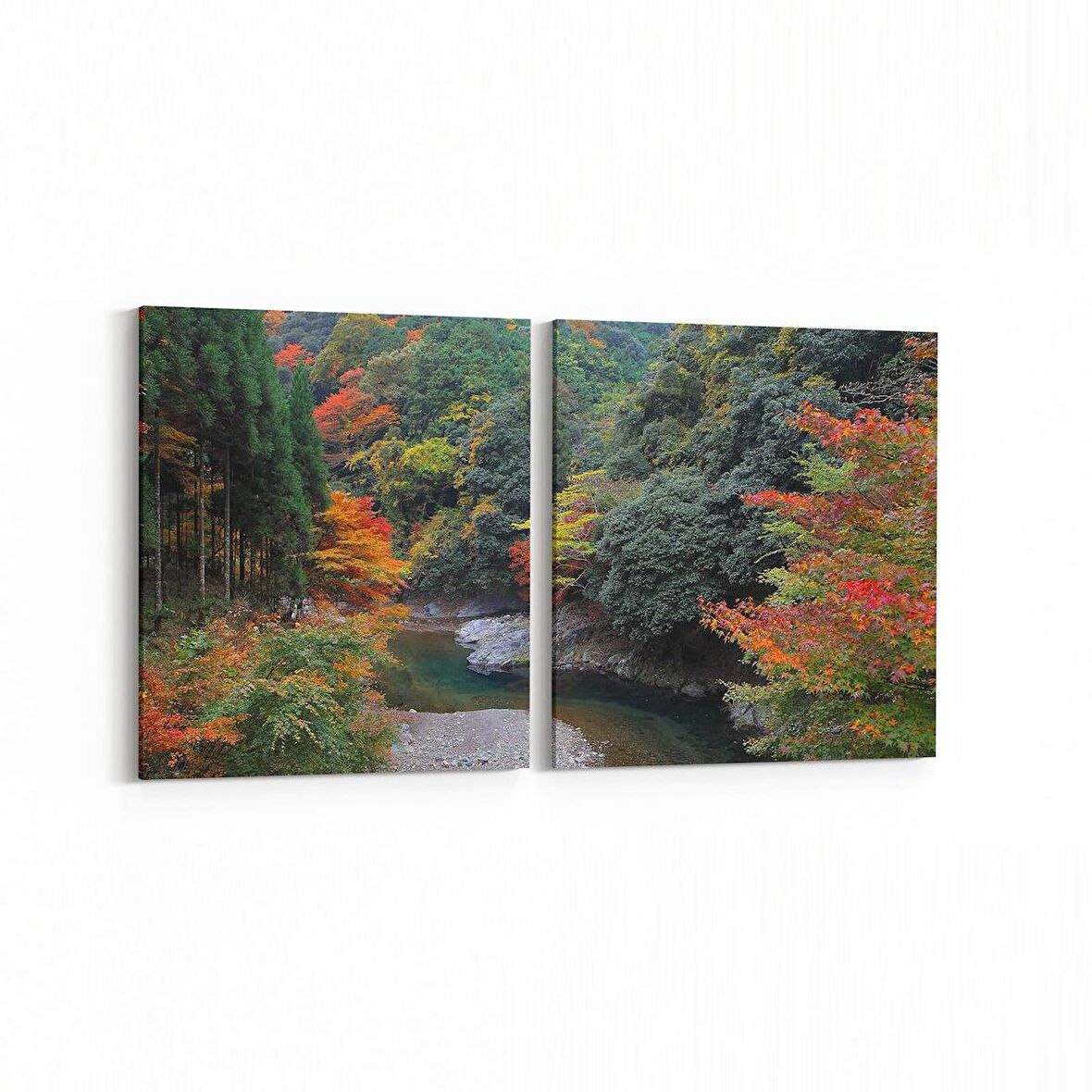 Olla 13337K2Y Doğa / Manzara Görseli Kare 2'li Yatay Kanvas Tablo (Ölçü: 145X70)