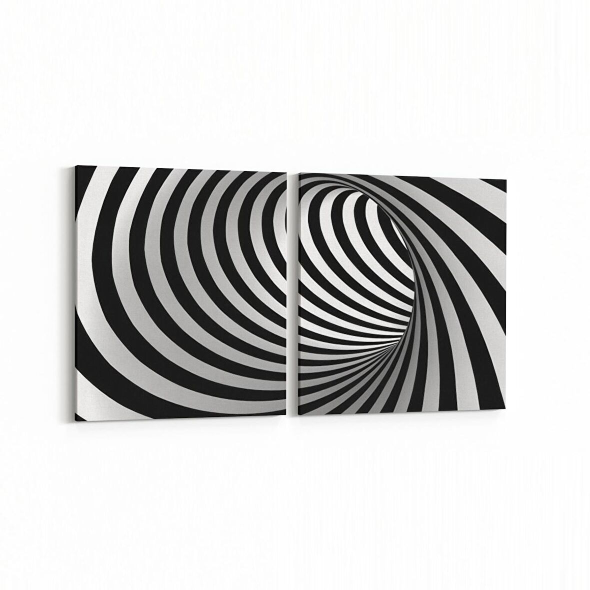 Olla 10226K2Y Abstract Girdap Görsel Kare 2'li Yatay Kanvas Tablo (Ölçü: 125X60)