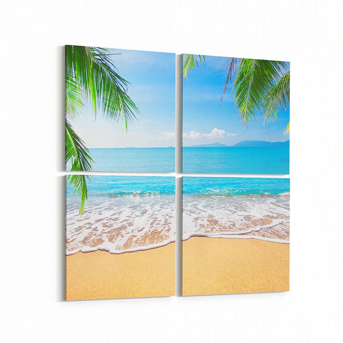 Olla 16548K4 Kumsal / Sahil Görseli Kare 4'lü Kanvas Tablo (Ölçü: 125X125)