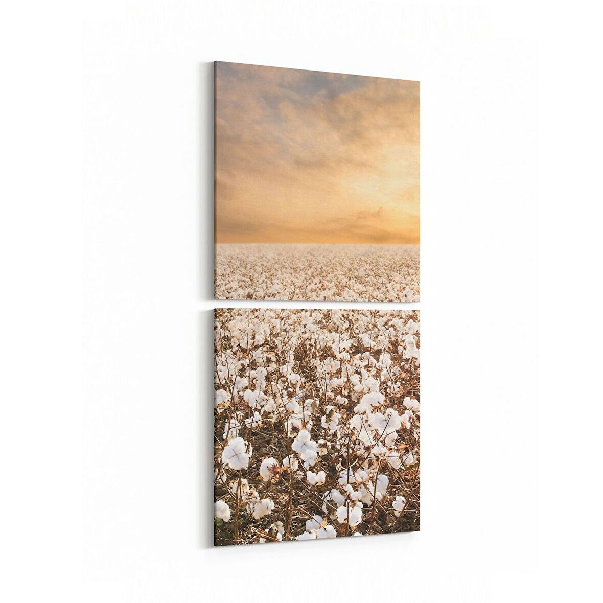 Olla 15917K2D Günbatımı Görseli Kare 2'li Dikey Kanvas Tablo (Ölçü: 30X65)
