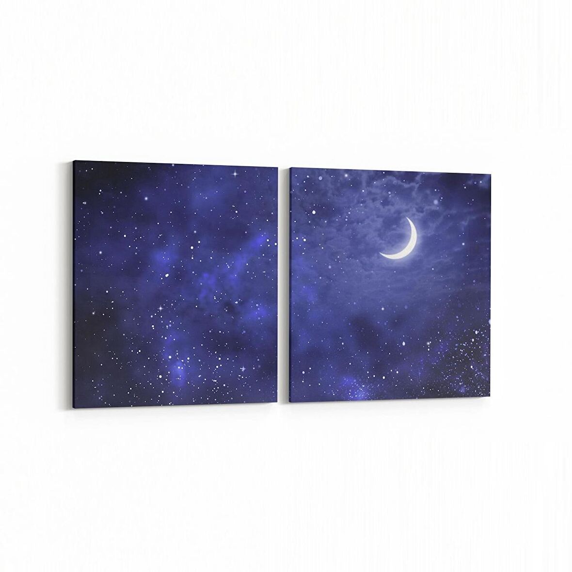 Olla 14764K2Y Gece Gökyüzü Görseli Kare 2'li Yatay Kanvas Tablo (Ölçü: 105X50)