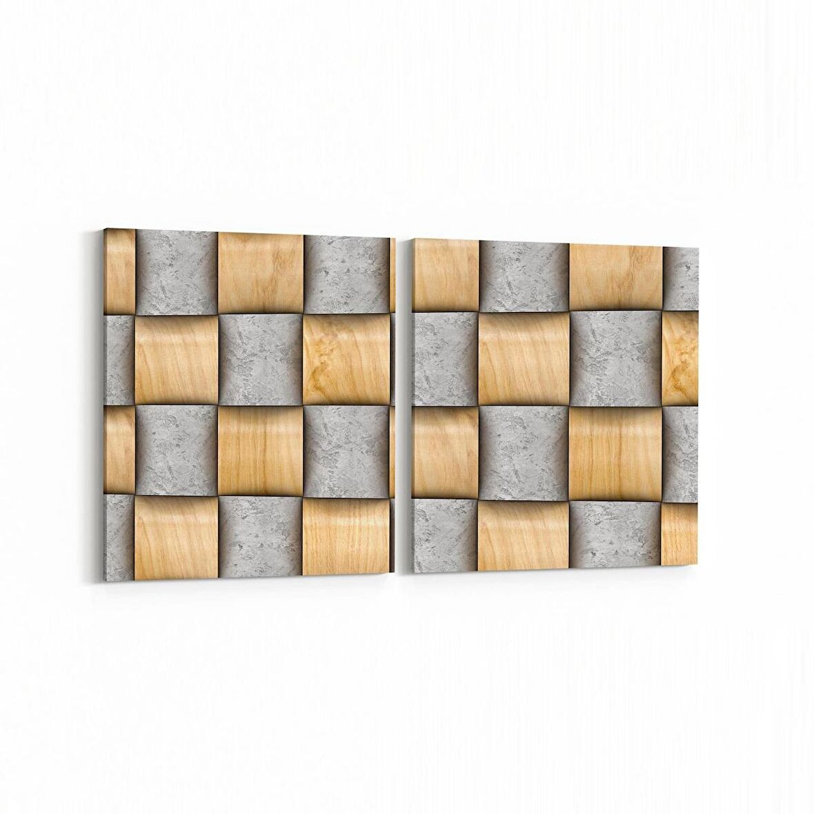 Olla 14957K2Y Geometrik Desen Görseli Kare 2'li Yatay Kanvas Tablo (Ölçü: 125X60)