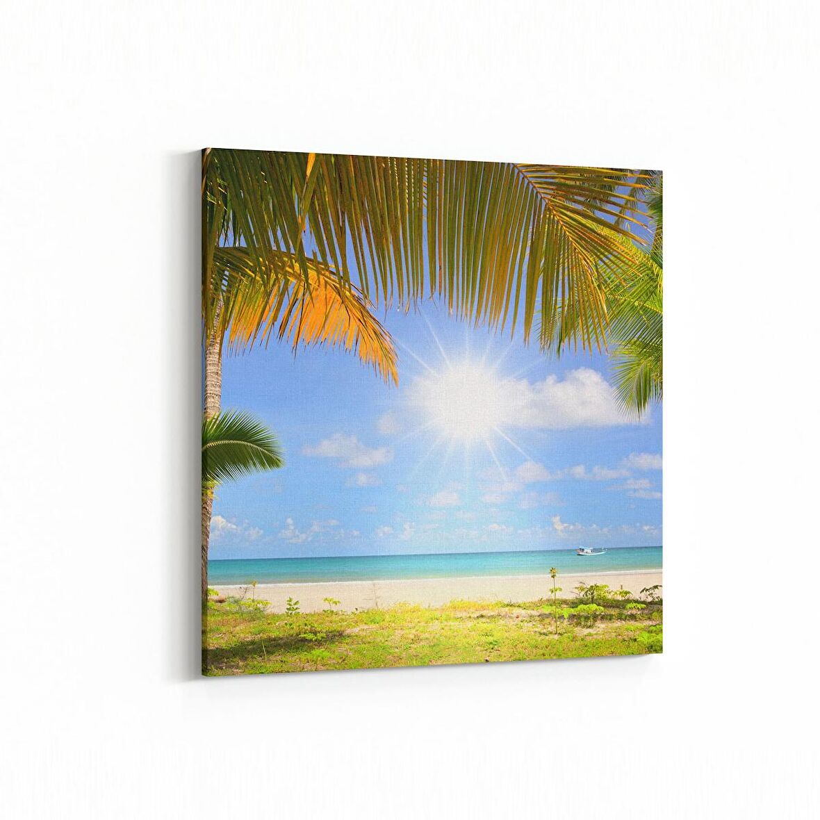 Olla 16555K Kumsal / Sahil Görseli Kare Kanvas Tablo (Ölçü: 25X25)