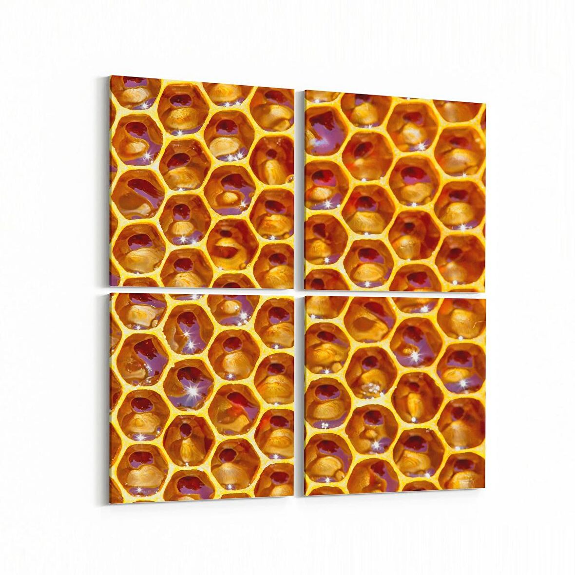 Olla 10014K4 Abstract 3 Boyut Görsel Kare 4'lü Kanvas Tablo (Ölçü: 65X65)