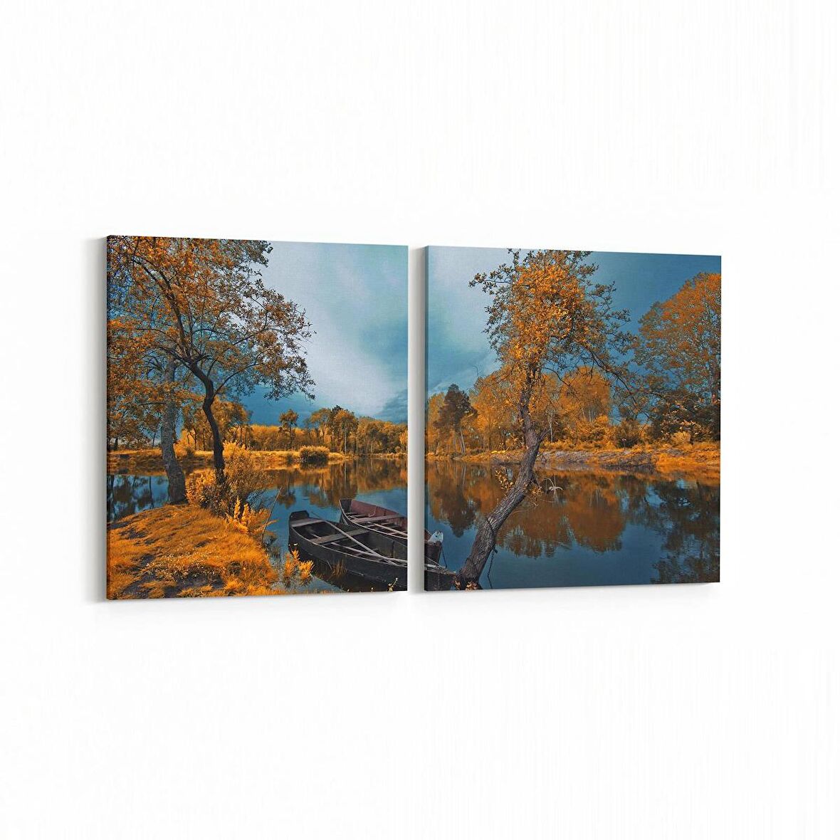 Olla 13192K2Y Doğa / Manzara Görseli Kare 2'li Yatay Kanvas Tablo (Ölçü: 65X30)