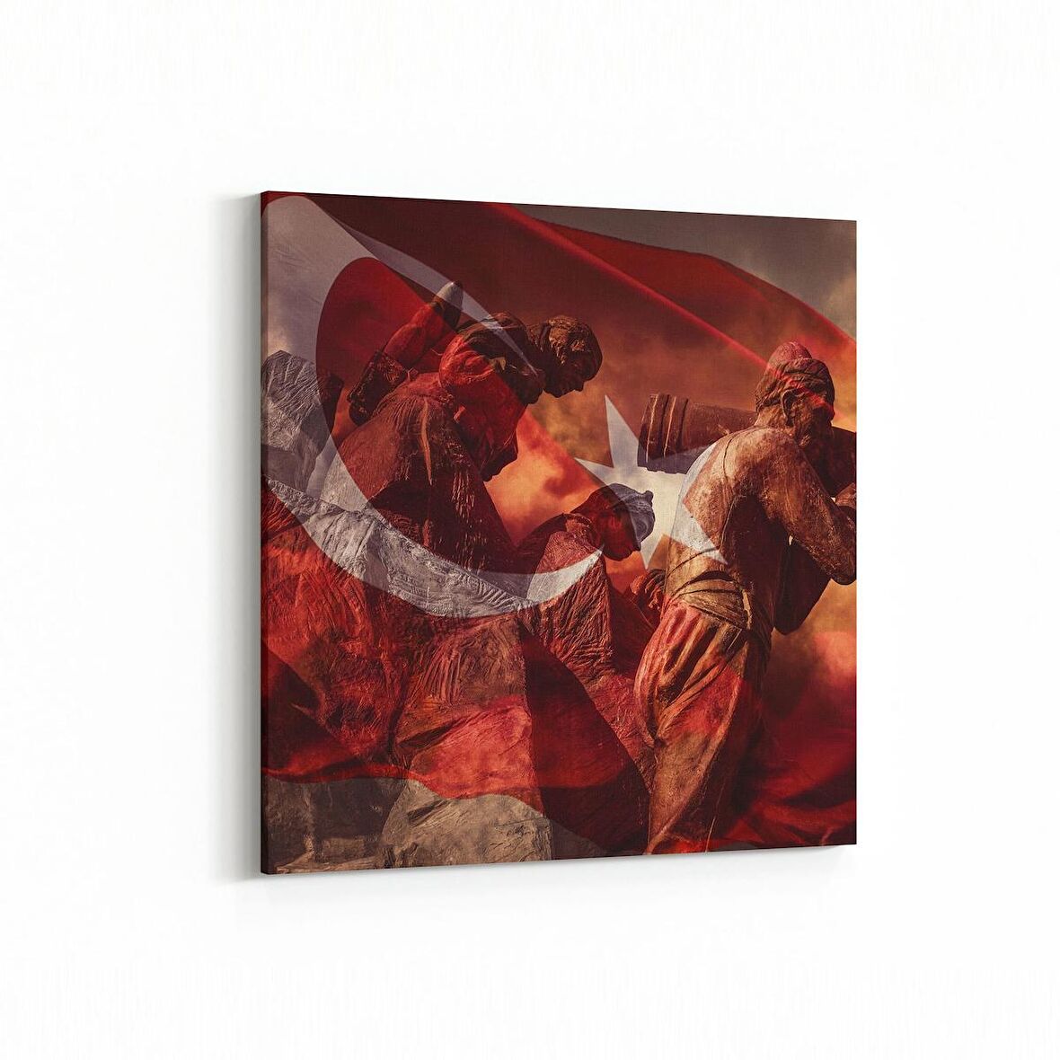 Olla 17554K Türk Bayrağı Görseli Kare Kanvas Tablo (Ölçü: 25X25)