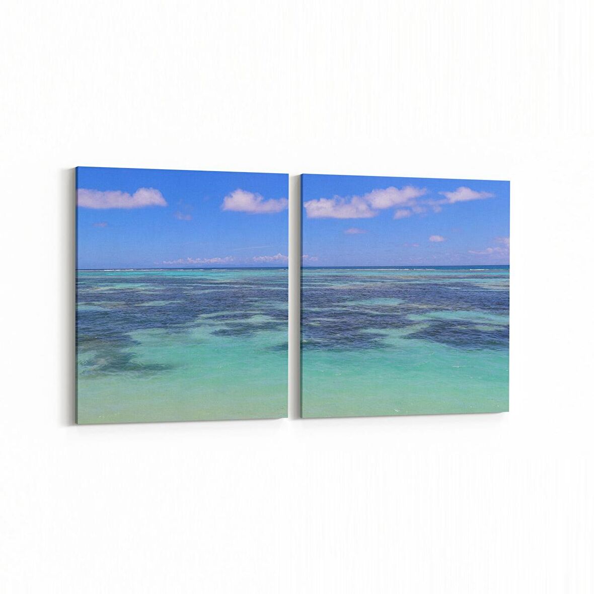 Olla 16596K2Y Kumsal / Sahil Görseli Kare 2'li Yatay Kanvas Tablo (Ölçü: 65X30)