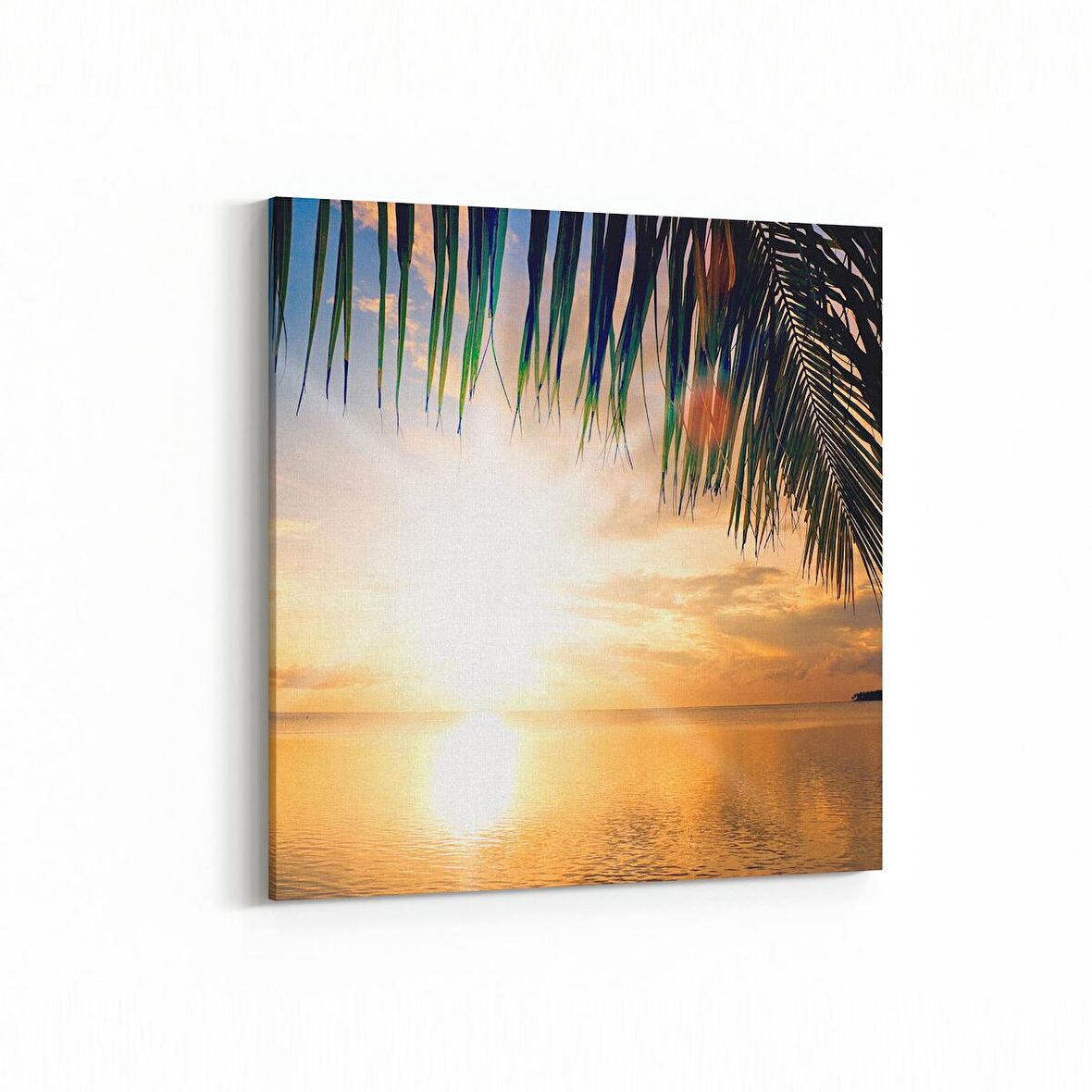 Olla 16123K Günbatımı Görseli Kare Kanvas Tablo (Ölçü: 25X25)