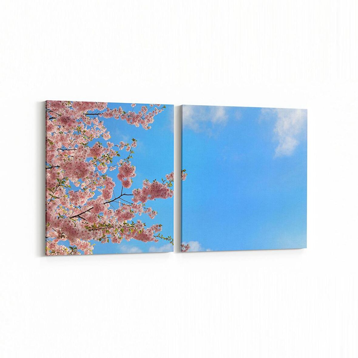 Olla 10767K2Y Ağaç Görseli Kare 2'li Yatay Kanvas Tablo (Ölçü: 85X40)