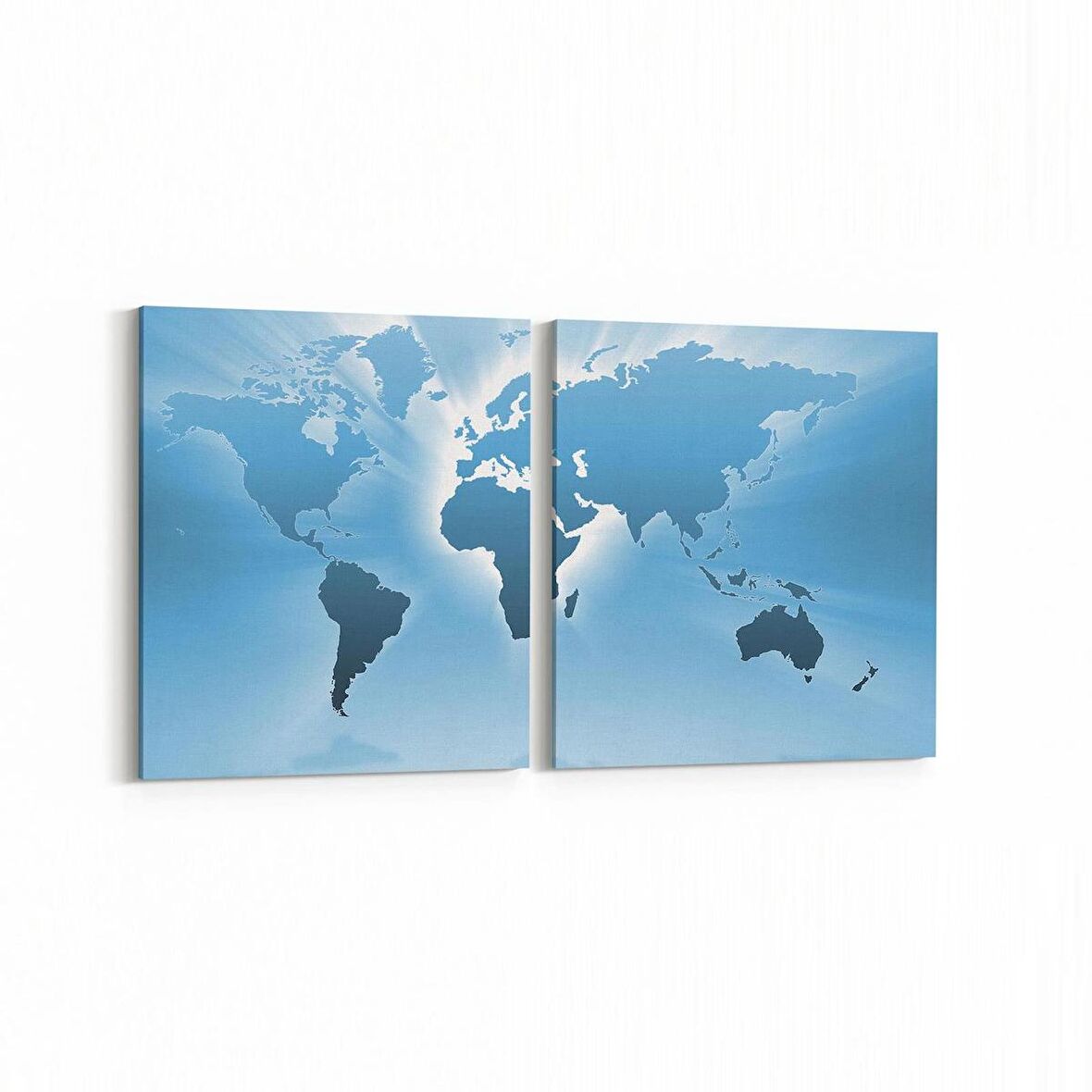 Olla 16146K2Y Harita Görseli Kare 2'li Yatay Kanvas Tablo (Ölçü: 105X50)