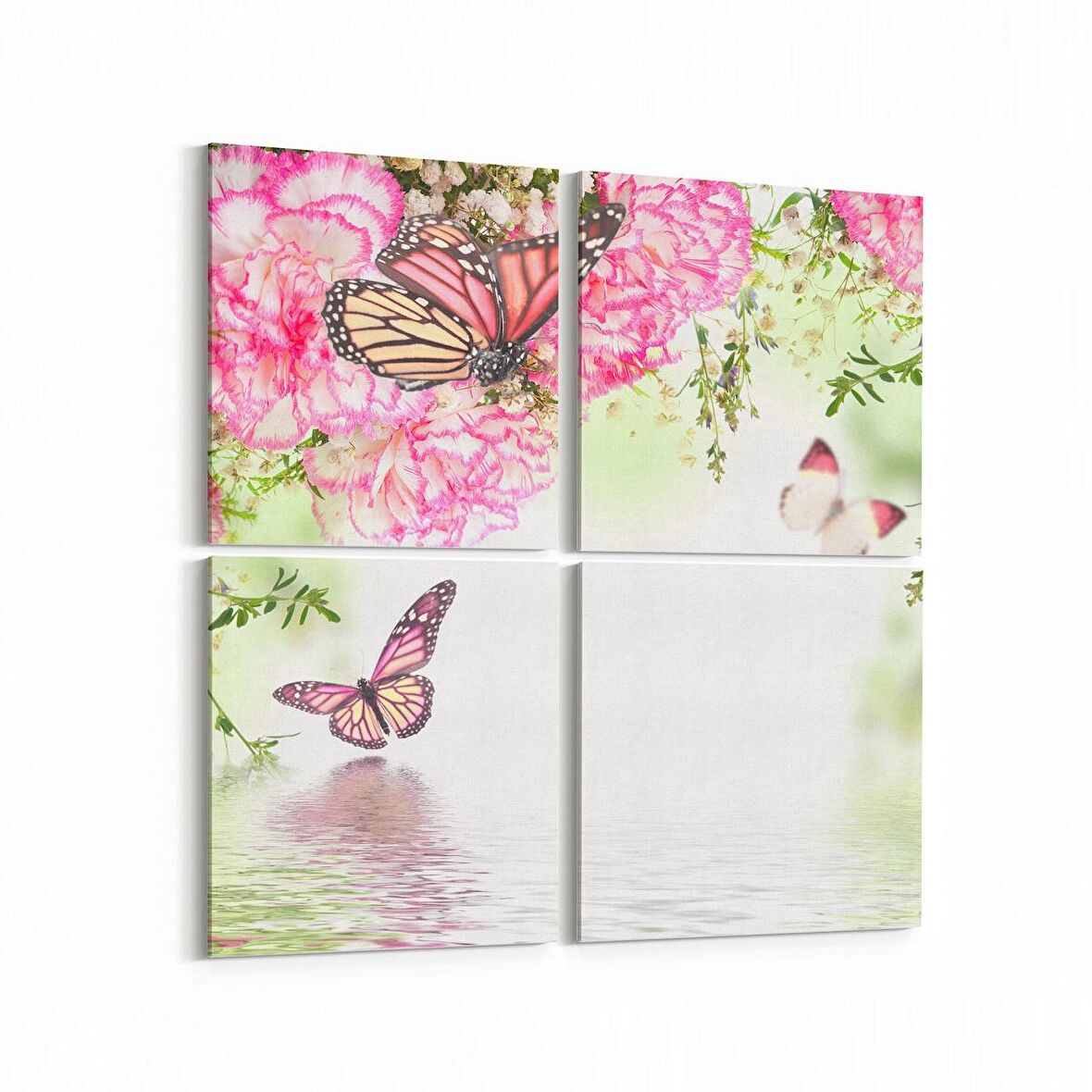 Olla 11698K4 Orkide Çiçek Görseli Kare 4'lü Kanvas Tablo (Ölçü: 145X145)