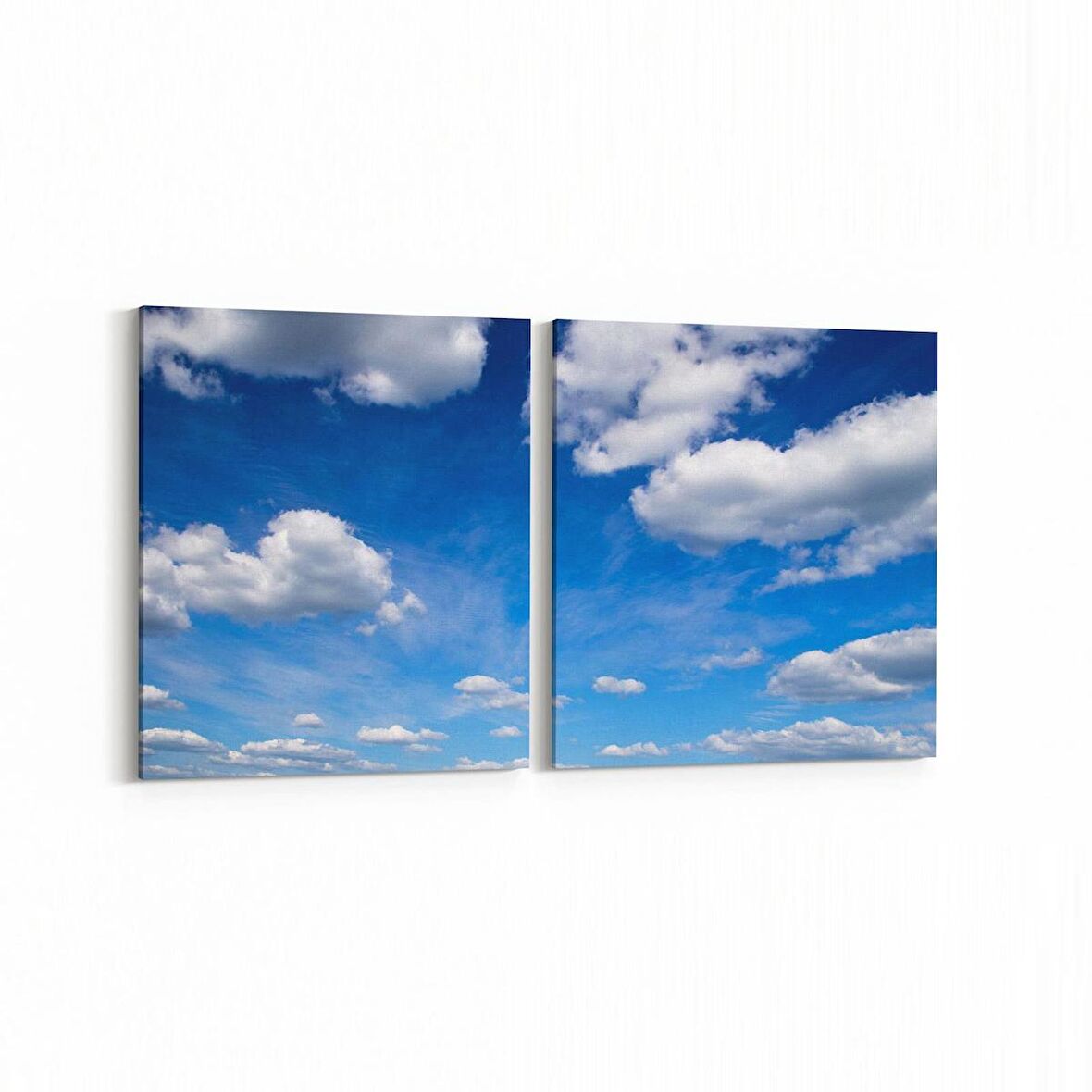Olla 15421K2Y Gökyüzü Bulut Görseli Kare 2'li Yatay Kanvas Tablo (Ölçü: 125X60)