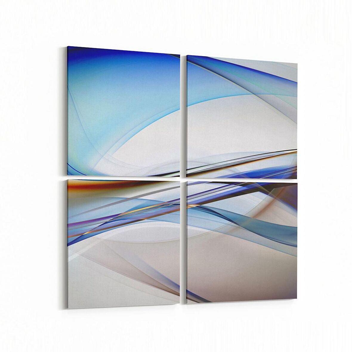 Olla 10076K4 Abstract Görsel Kare 4'lü Kanvas Tablo (Ölçü: 125X125)