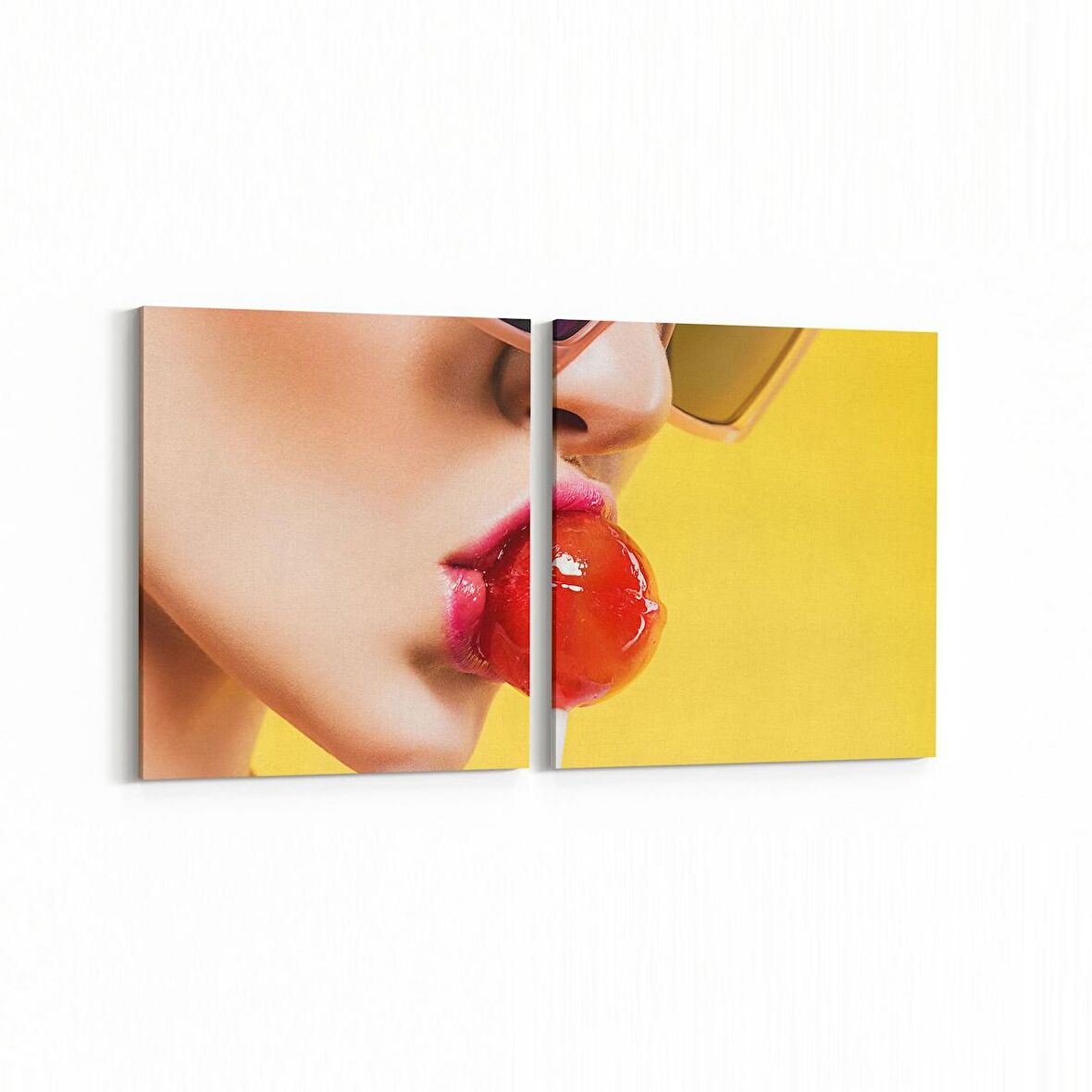 Olla 16868K2Y Model / Manken Görseli 2'li Yatay Kanvas Tablo (Ölçü: 105X50)