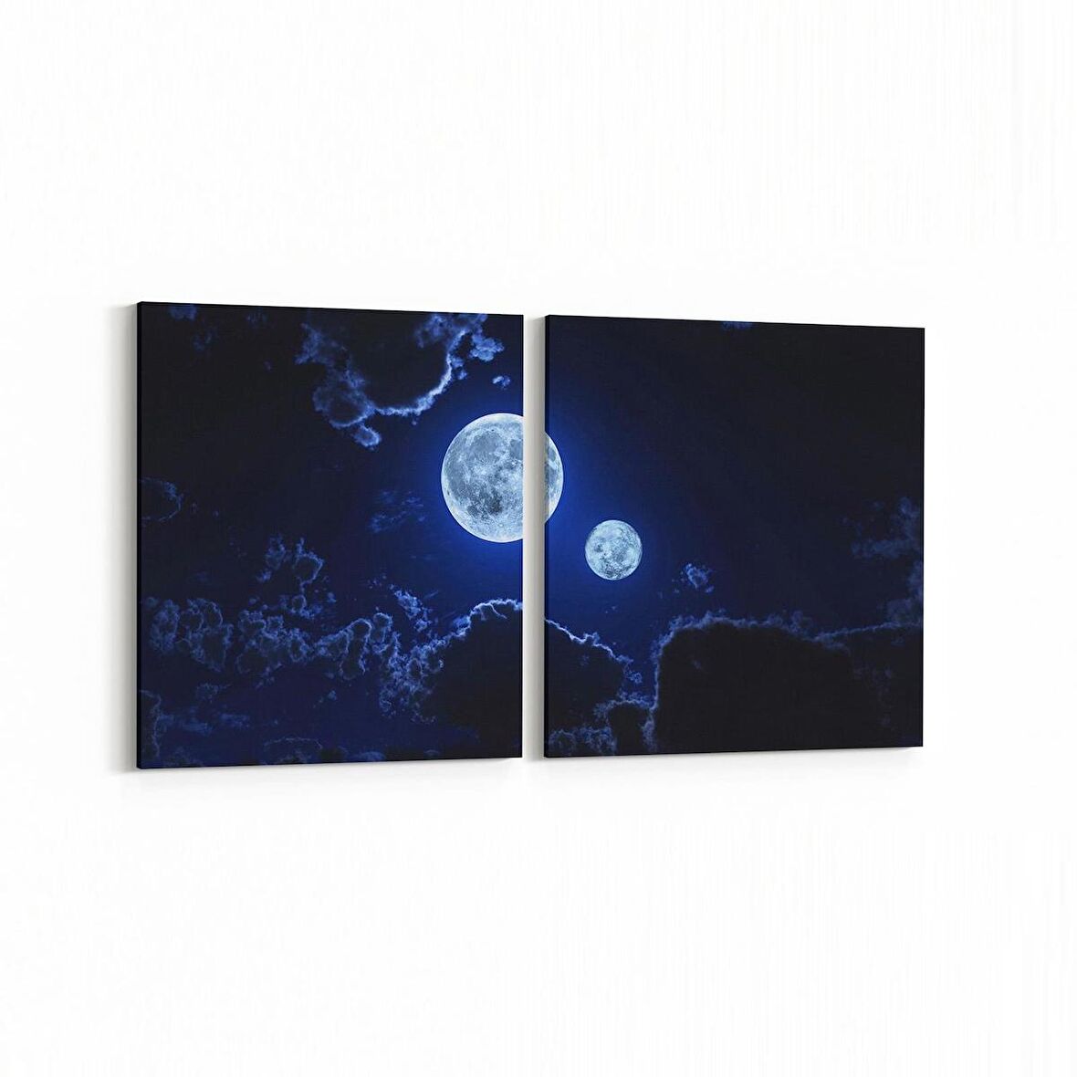 Olla 14659K2Y Gece Gökyüzü Görseli Kare 2'li Yatay Kanvas Tablo (Ölçü: 105X50)