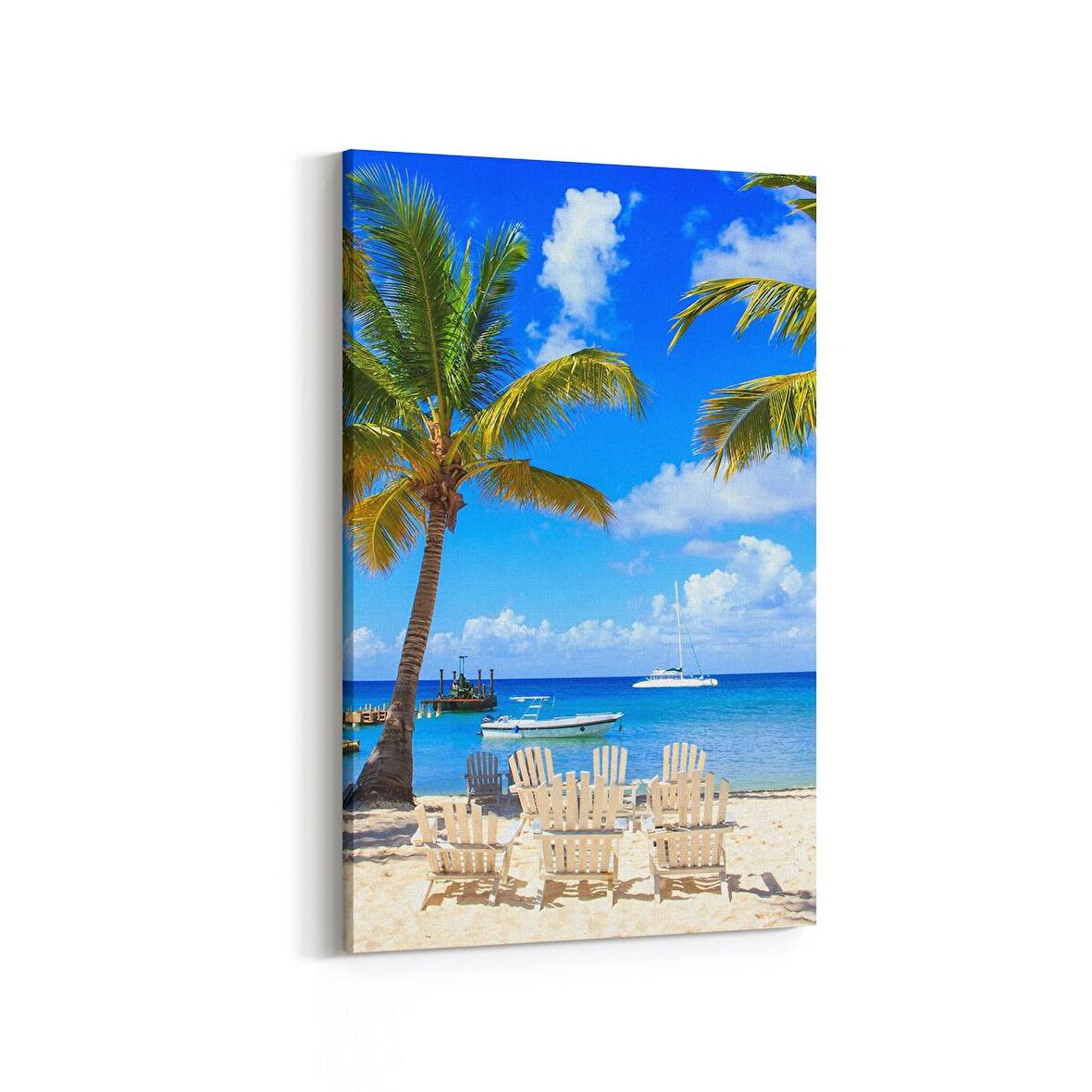 Olla 16473D Kumsal / Sahil Görseli Dikey Kanvas Tablo (Ölçü: 60X90)