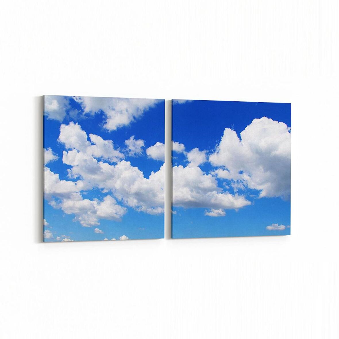 Olla 15809K2Y Gökyüzü Bulut Görseli Kare 2'li Yatay Kanvas Tablo (Ölçü: 145X70)