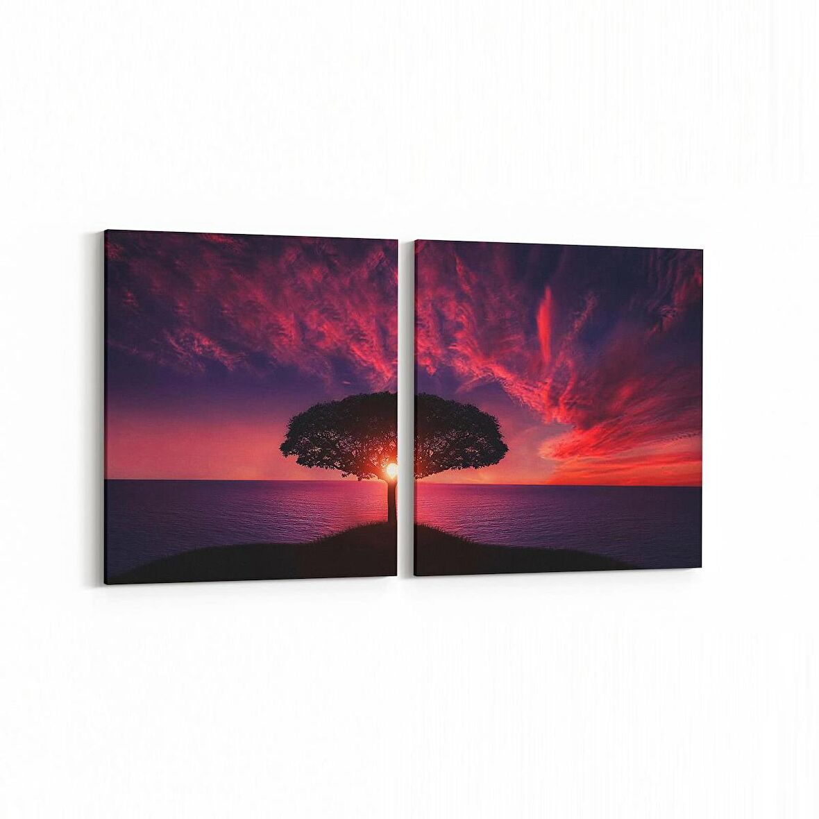 Olla 14137K2Y Doğa / Manzara Görseli Kare 2'li Yatay Kanvas Tablo (Ölçü: 105X50)