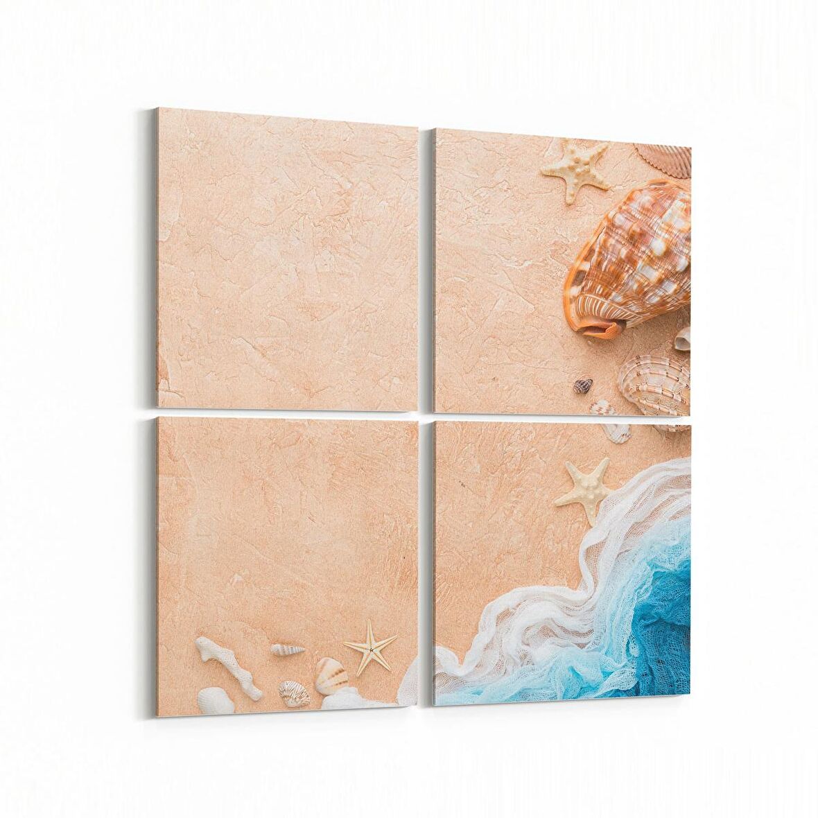 Olla 16370K4 Kumsal / Sahil Görseli Kare 4'lü Kanvas Tablo (Ölçü: 105X105)