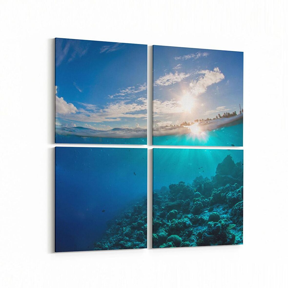 Olla 12945K4 Deniz / Okyanus Görseli Kare 4'lü Kanvas Tablo (Ölçü: 145X145)