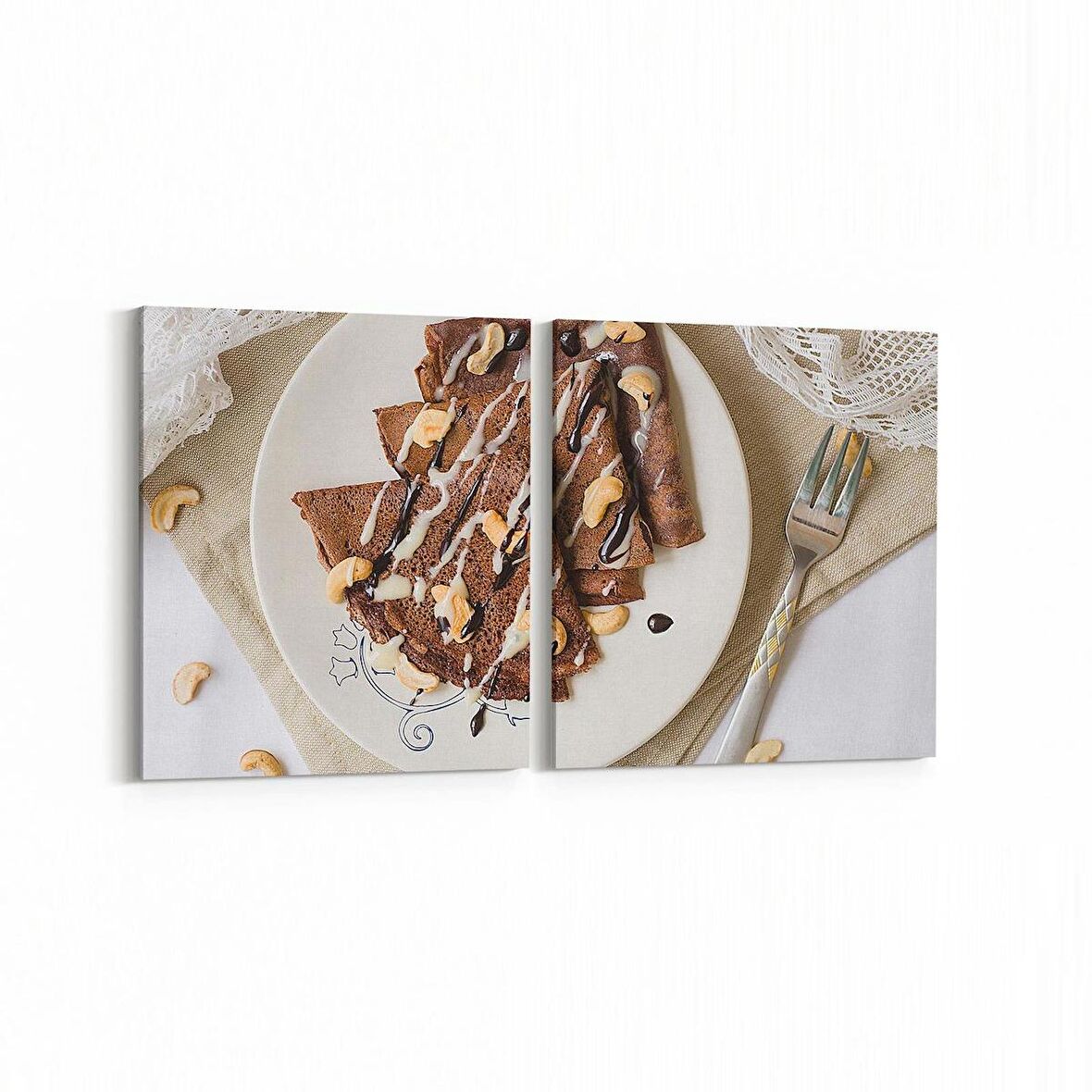 Olla 15014K2Y Gıda Görseli Kare 2'li Yatay Kanvas Tablo (Ölçü: 85X40)