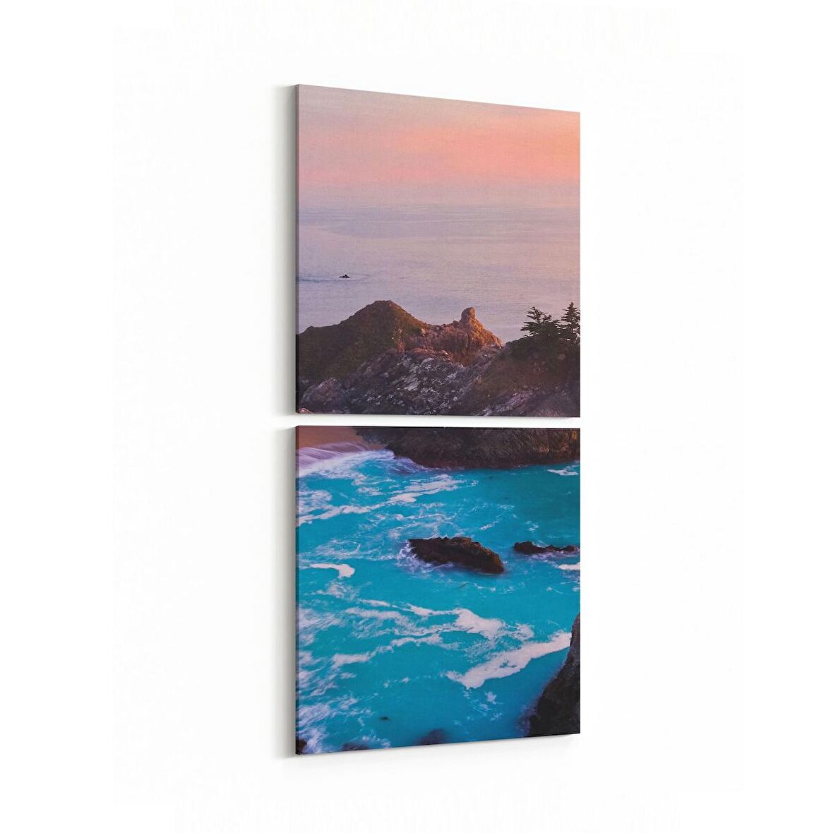 Olla 13409K2D Doğa / Manzara Görseli Kare 2'li Dikey Kanvas Tablo (Ölçü: 30X65)